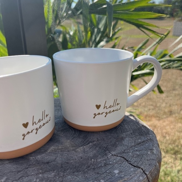 2 Hello Gorgeous Stoneware Mug White Terracotta - Picture 2 of 9